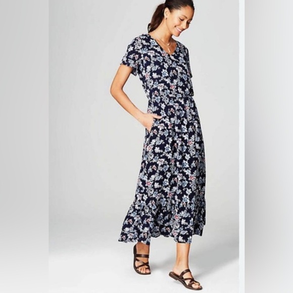 J. Jill Floral Flutter Sleeve Maxi Dress | Size M | Cottagecore Sundress - Picture 1 of 12